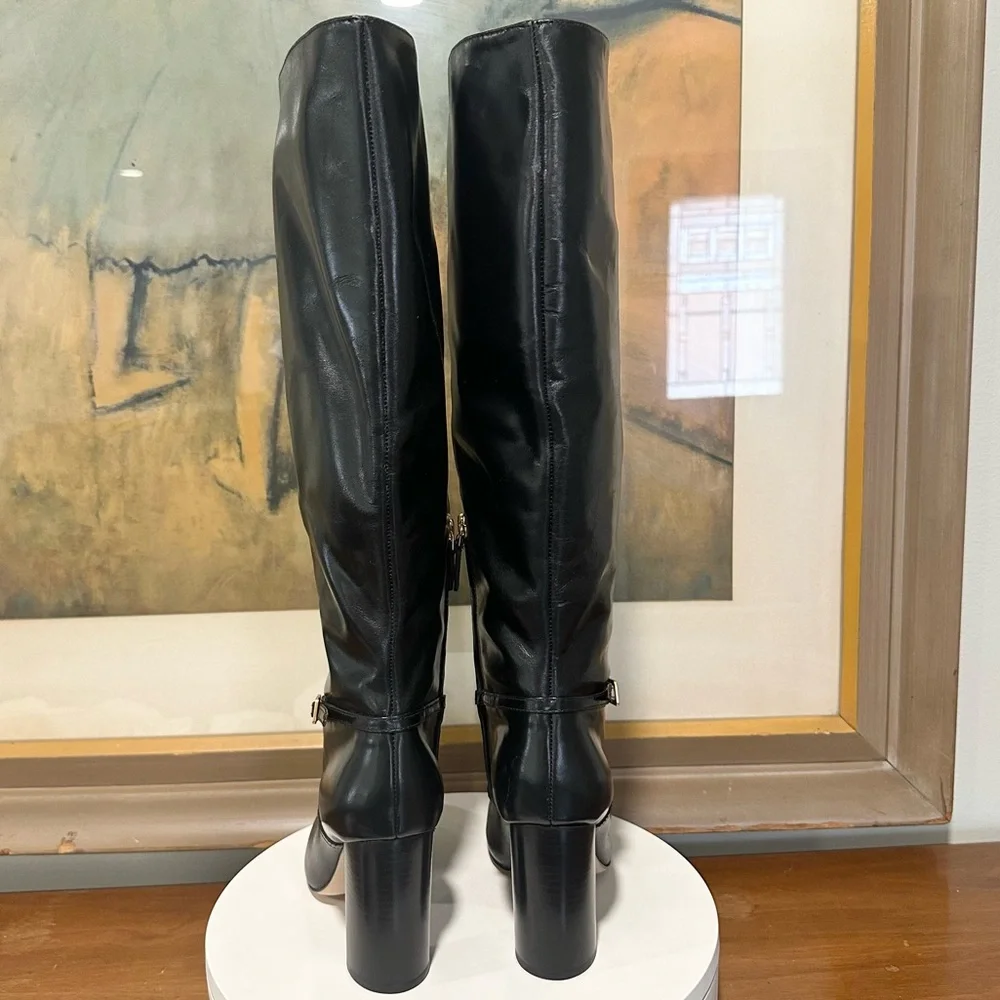 🌹TORY BURCH🌹 Black Pull-on Leather Knee-high Black Boot Size: 5.5